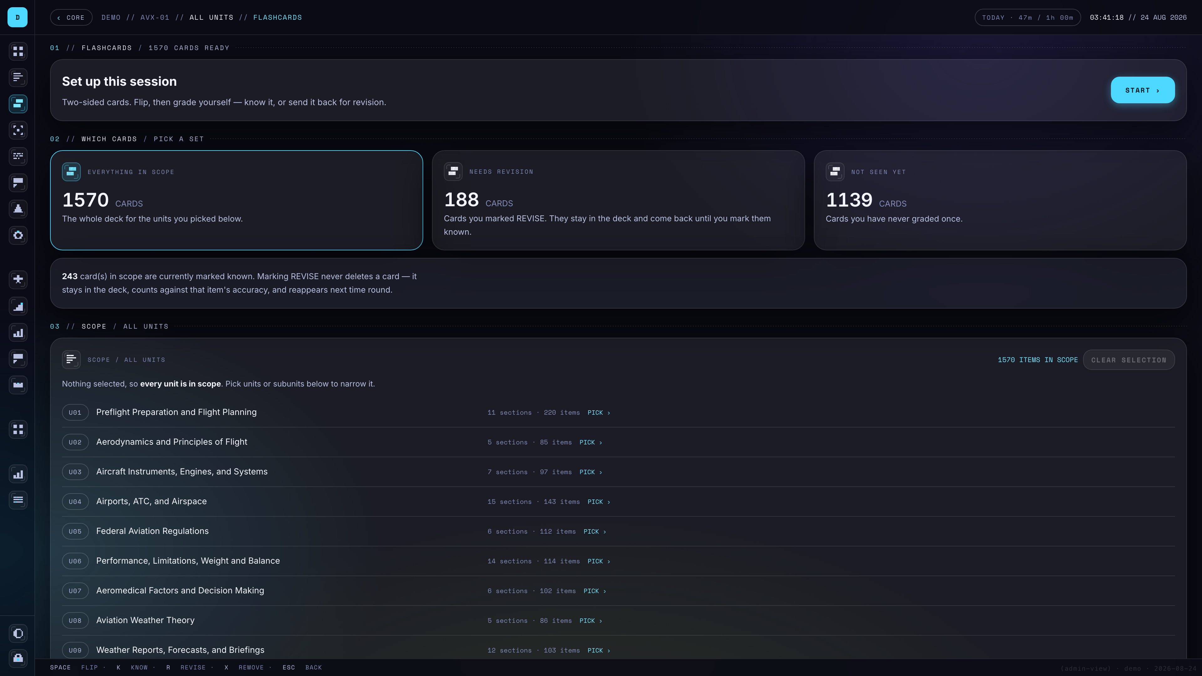 Course material view of the Study Hub dashboard